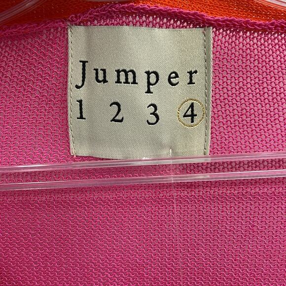 Jumper 1234 Women's Open Weave Colorblock Cardigan - Fuchsia/Neon Orange - 4 NWT - Picture 2 of 7